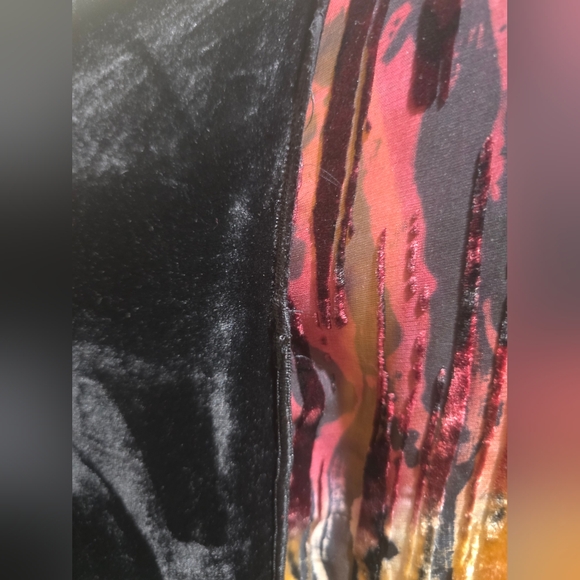 EGO originals Art-to-wear semi sheer silk Velvet long Cardigan brown red ML - Picture 12 of 12